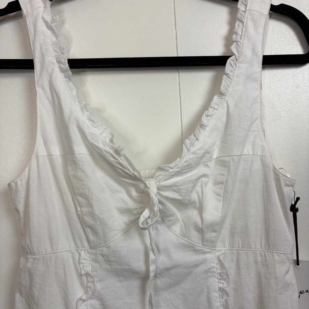Japna White Ruffle A-Line Smocked Summer Dress Cotton New NWT size Small Beach - Picture 3 of 11